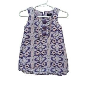 Pumpkin Patch Purple Lined Girls Jumper Shift Dress Sz 6/12 Mths Retro Floral
